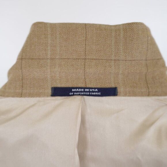 Hart Schaffner Marx Tan Basketweave Windowpane Sport Coat / Blazer 44L 2 Button‎ - Picture 12 of 13